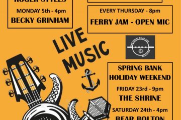 Events banner (yellow) for Ferry Boat Inn Shaldon
